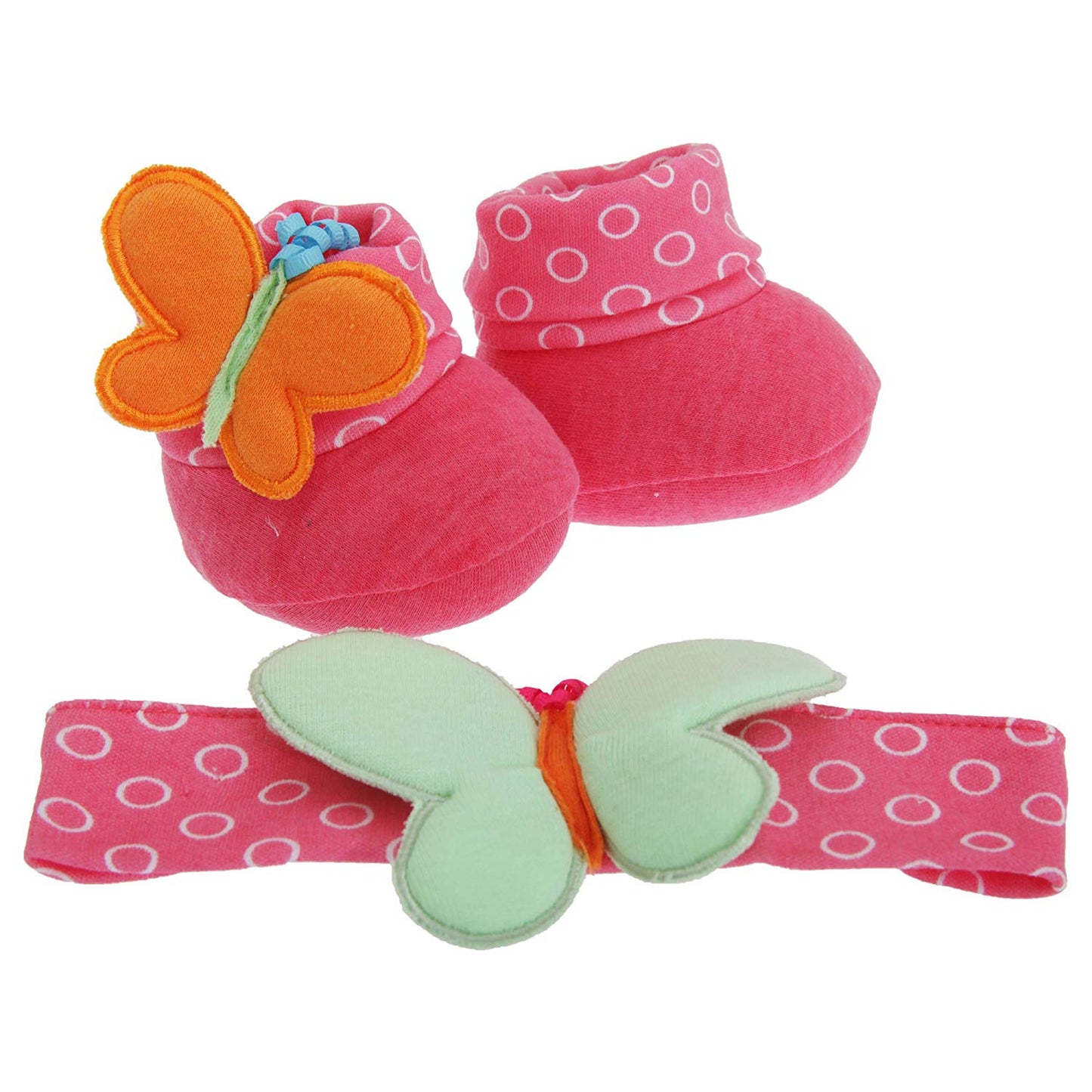 Baby Girls Butterfly/Flower Booties And Headband Set - hanrattycraftsgifts.co.uk