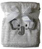 Baby Boys Girls Fluffy Ribbed White Elephant Blanket Wrap 100cm x 75cm approx - hanrattycraftsgifts.co.uk