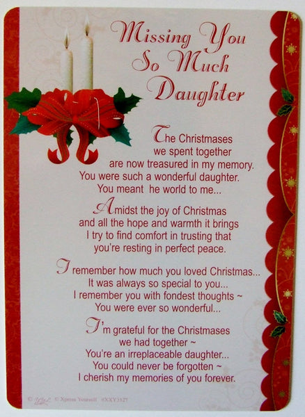 Daughter Grave Card - Christmas Memorial Grave Card - hanrattycraftsgifts.co.uk