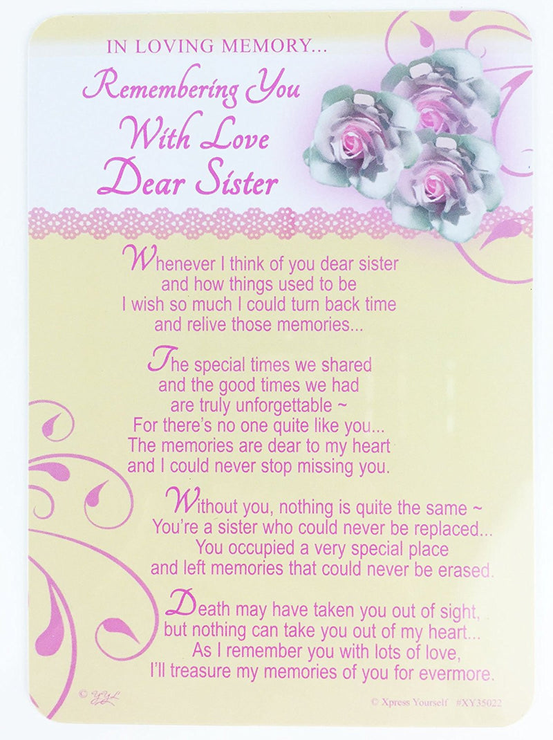 In Loving Memory - Remembering You With Love Dear Sister - Grave/Graveside Memorial Card - hanrattycraftsgifts.co.uk