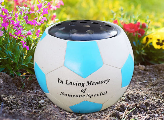 Football Graveside Memorial Coloured Grave Decoration Ornament High Quality Resin - Blue