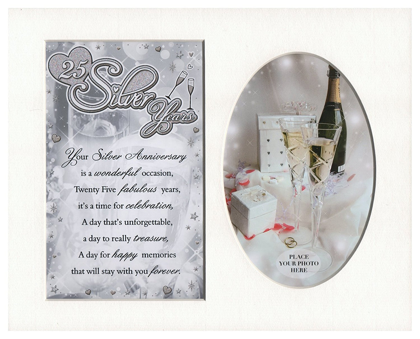 25 Silver Years 25th Anniversary Special Keepsake Photo Frame Mount - hanrattycraftsgifts.co.uk