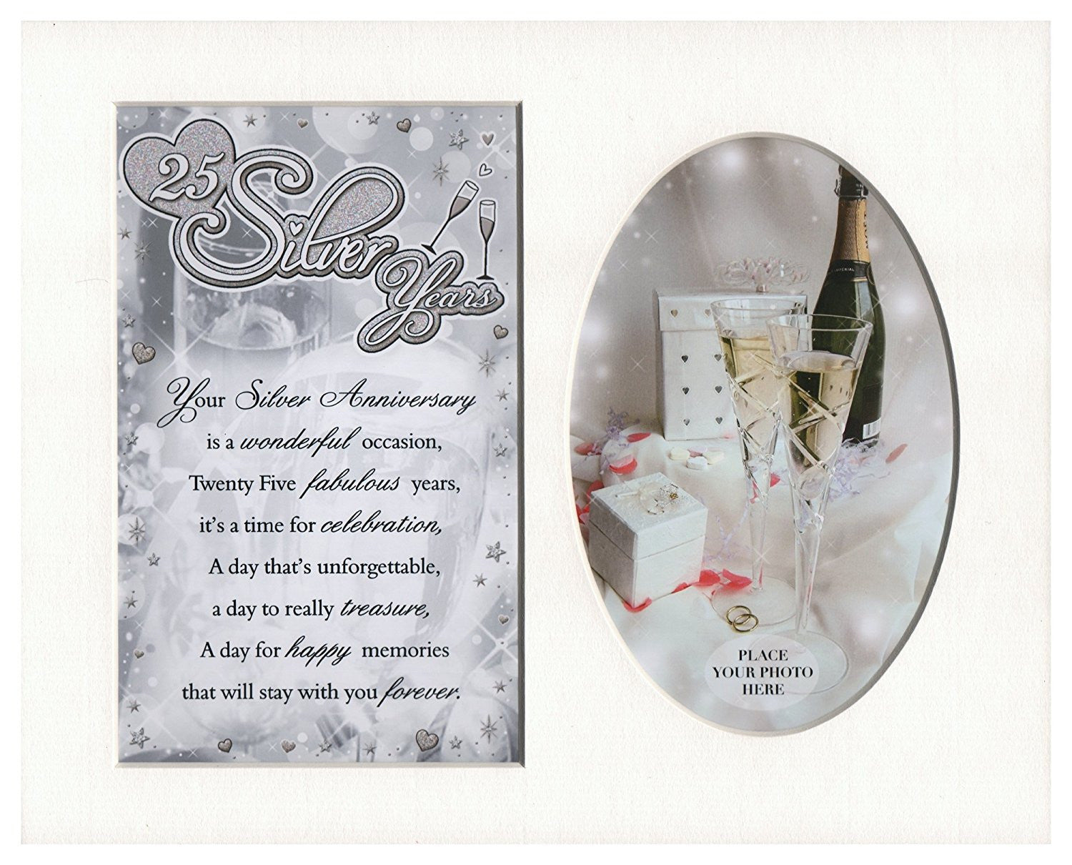 25 Silver Years 25th Anniversary Special Keepsake Photo Frame Mount - hanrattycraftsgifts.co.uk