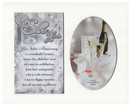 25 Silver Years 25th Anniversary Special Keepsake Photo Frame Mount - hanrattycraftsgifts.co.uk