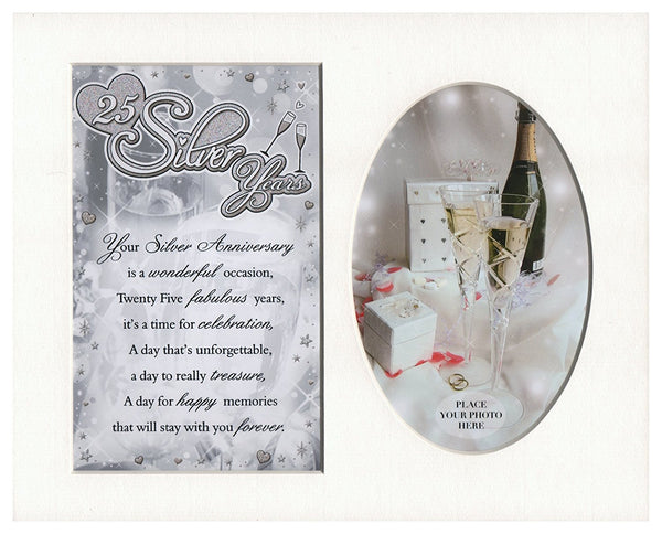 25 Silver Years 25th Anniversary Special Keepsake Photo Frame Mount - hanrattycraftsgifts.co.uk