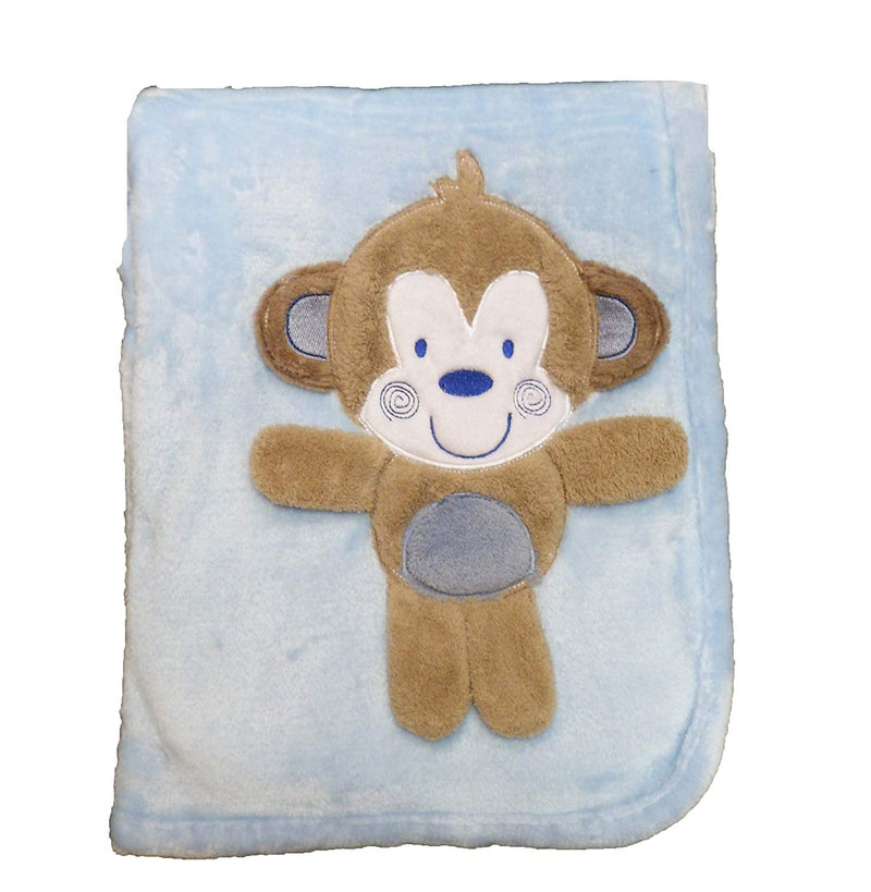 Supersoft Superior Quality Luxurious Cheeky Monkey Blue Pram/Crib Blanket - hanrattycraftsgifts.co.uk