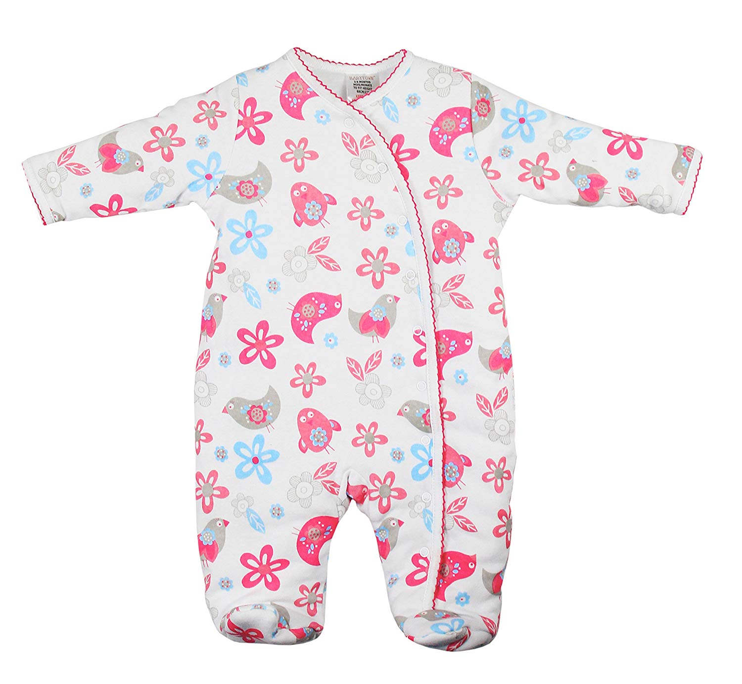 BABYTOWN Baby Girls Boys Padded Pramsuit Sleepsuit Coat Printed Bird or Dog - hanrattycraftsgifts.co.uk