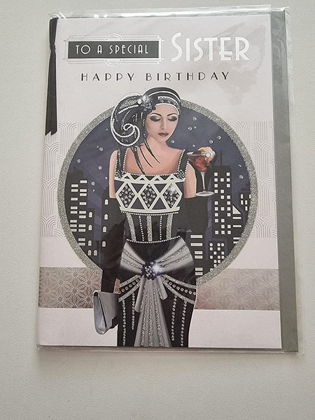 to a special sister retro happy birthday card
