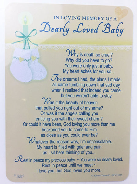 Grave Card - In Loving Memory Of A Dearly Loved Baby - XY35035 - Loss Of Child / Sympathy - hanrattycraftsgifts.co.uk