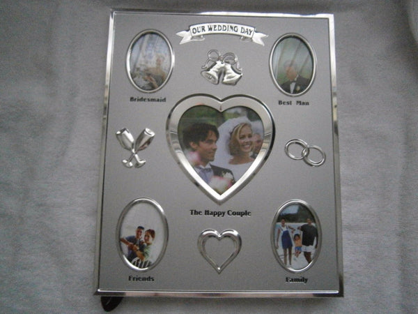 'Our Wedding Day' Silver Plated 5 Picture Multi Photo Frame - hanrattycraftsgifts.co.uk