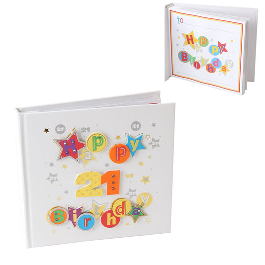Happy 21st Birthday Photo Album - Talking Pictures Fanfare Collection - hanrattycraftsgifts.co.uk