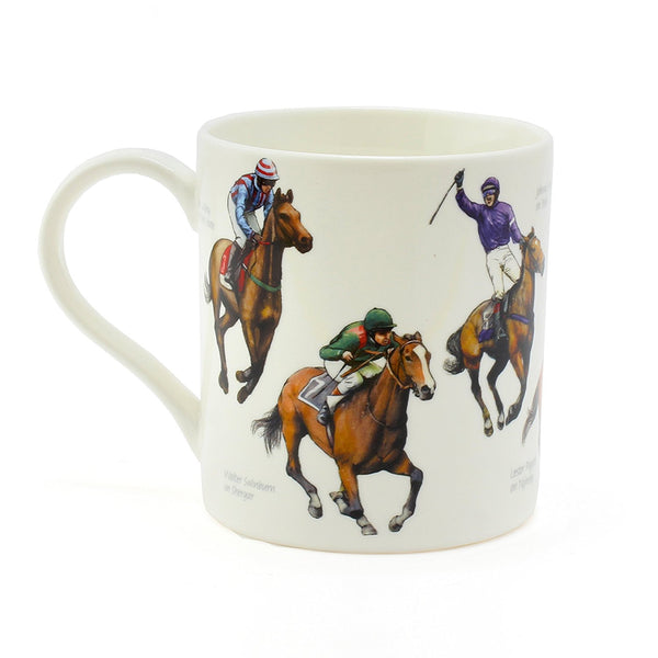 The Leonardo Collection Winning Post Fine China Windsor Mug ,Horse Racing Design, Famous Horses & Jockeys Perfect Cup for Fans of Horse Racing - hanrattycraftsgifts.co.uk