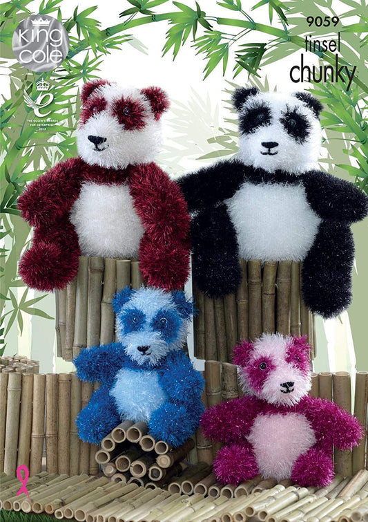 King Cole Panda Cuddly Toys Knitting Pattern 9059 Chunky