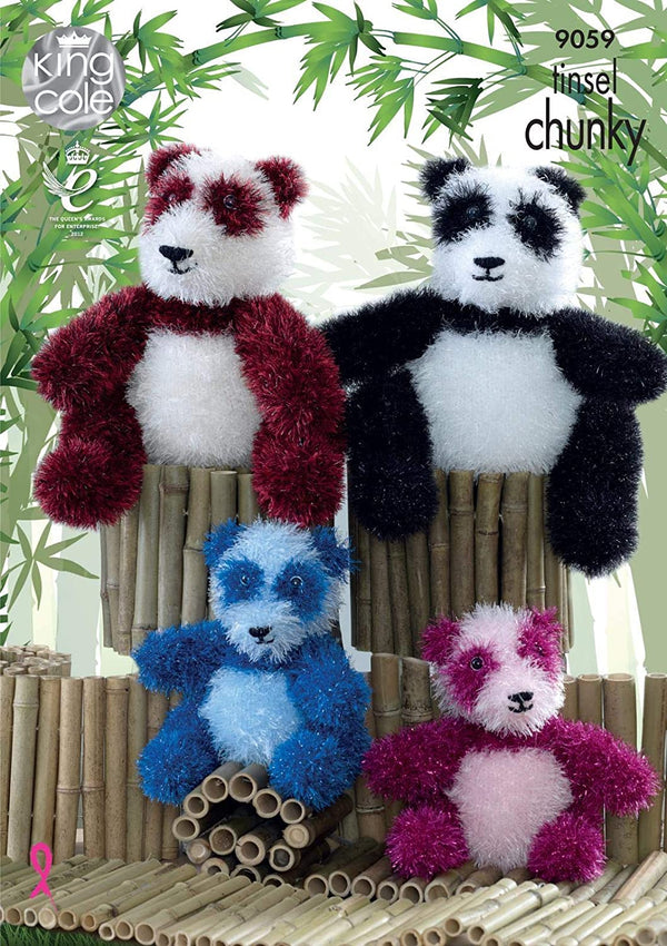 King Cole Panda Cuddly Toys Knitting Pattern 9059 Chunky