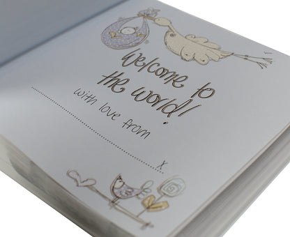 Tracey Russell Designer Blue New Arrival Baby Photo Album - hanrattycraftsgifts.co.uk