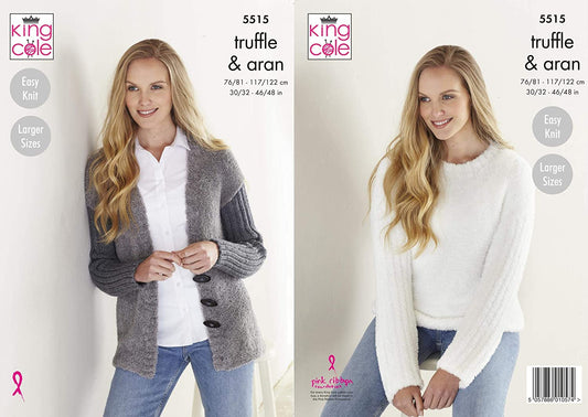 King Cole Women's Easy Knit Jacket and SweaterPattern inTruffle and Merino Blend
