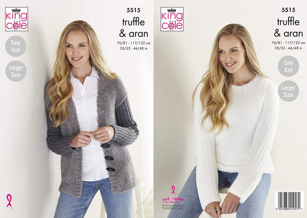King Cole Women's Easy Knit Jacket and SweaterPattern inTruffle and Merino Blend