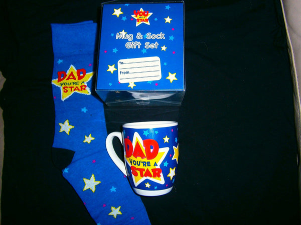 dad you re a star mug & sock gift set - hanrattycraftsgifts.co.uk