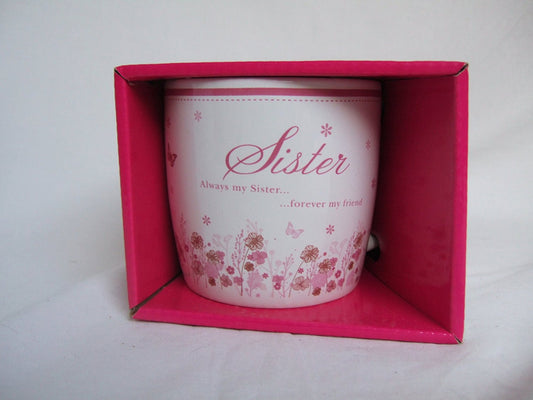 "Sister" Pink Floral Sentimental Mug With Presentation Box - hanrattycraftsgifts.co.uk