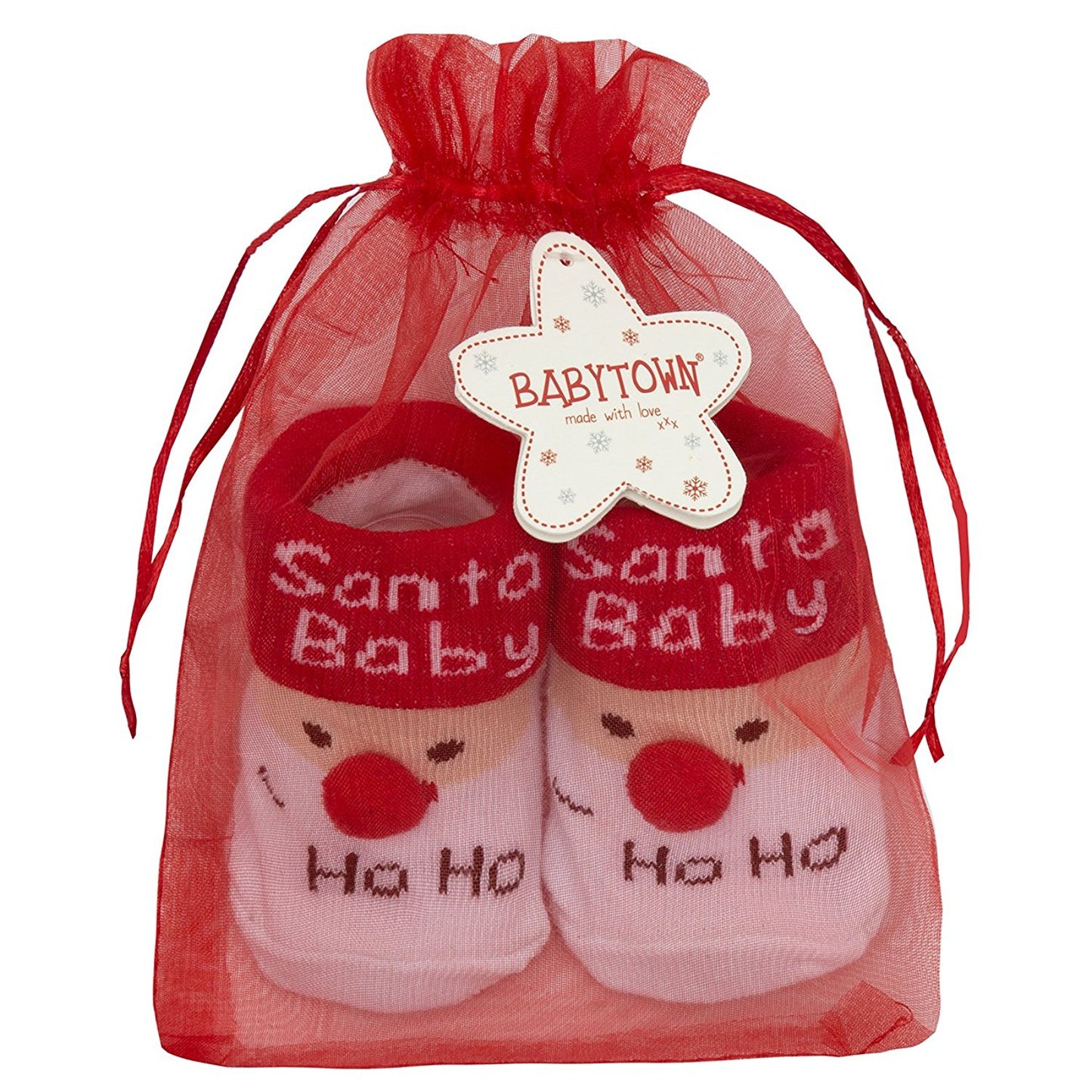 Babytown Festive Christmas Baby Cotton Rich Socks in Tote Bag - hanrattycraftsgifts.co.uk