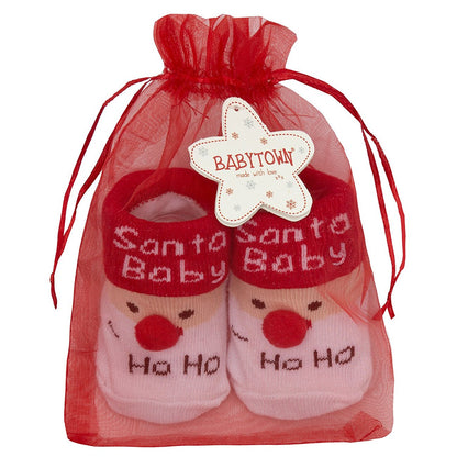 Babytown Festive Christmas Baby Cotton Rich Socks in Tote Bag - hanrattycraftsgifts.co.uk