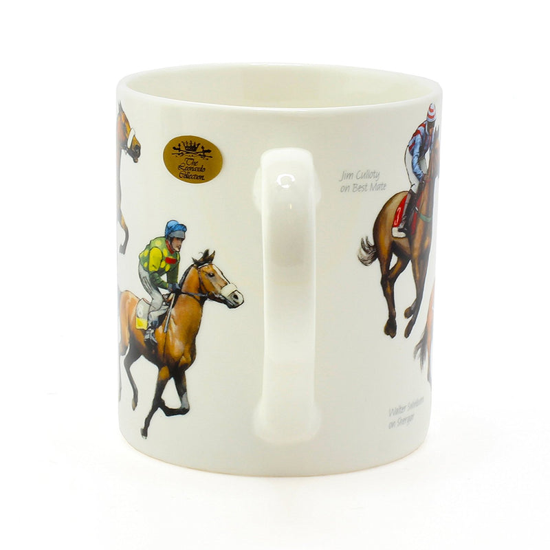 The Leonardo Collection Winning Post Fine China Windsor Mug ,Horse Racing Design, Famous Horses & Jockeys Perfect Cup for Fans of Horse Racing - hanrattycraftsgifts.co.uk