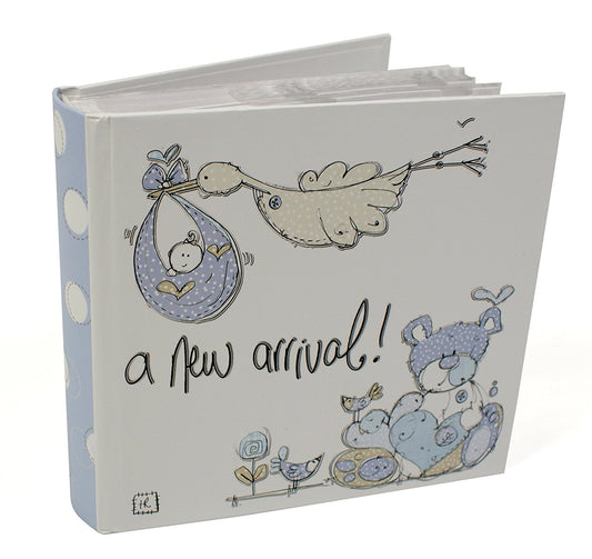 Tracey Russell Designer Blue New Arrival Baby Photo Album - hanrattycraftsgifts.co.uk