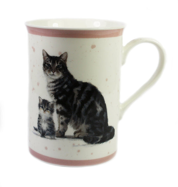 Macneil Cat and Kitten Fine China Mug (Tabby) - hanrattycraftsgifts.co.uk