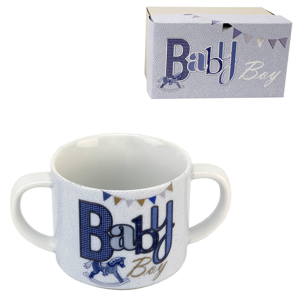 Laura Darrington Typography Ceramic Baby Mug - Baby Boy - hanrattycraftsgifts.co.uk