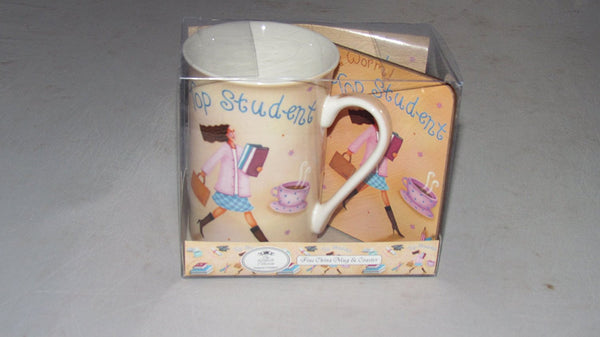 "TOP STUDENT" COFFEE MUG AND COASTER GIFT SET LP98035 - hanrattycraftsgifts.co.uk