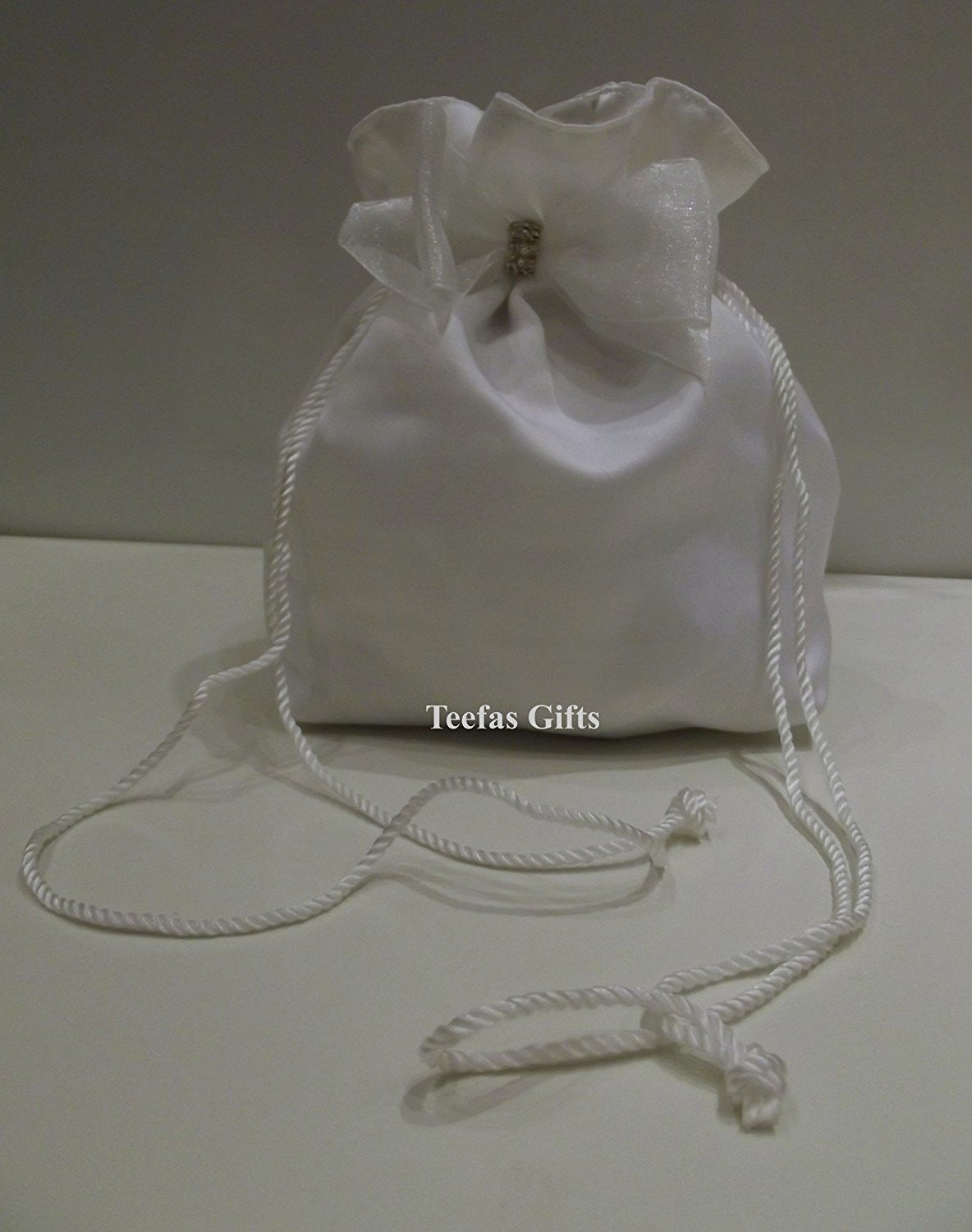 White Matt Satin Wedding Bridal Bag - White Matt Satin Holy Communion Dolly Bag. - hanrattycraftsgifts.co.uk