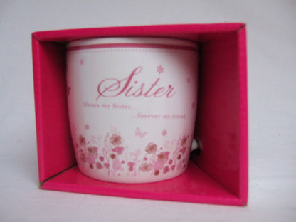 "Sister" Pink Floral Sentimental Mug With Presentation Box - hanrattycraftsgifts.co.uk