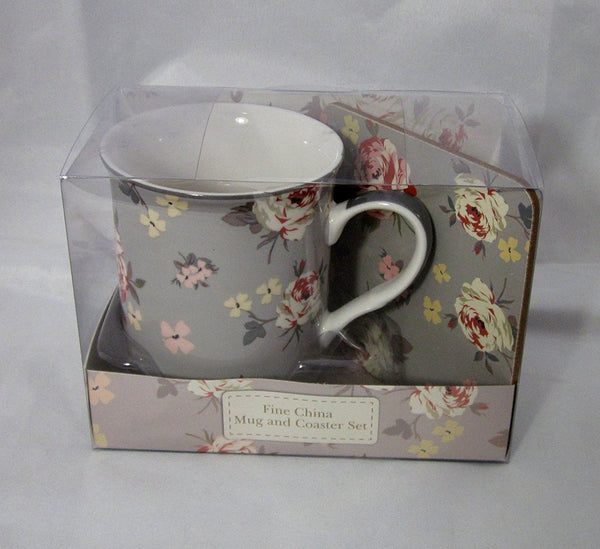 Vintage Floral Mug and Coaster Boxed Set by Jennifer Rose - hanrattycraftsgifts.co.uk