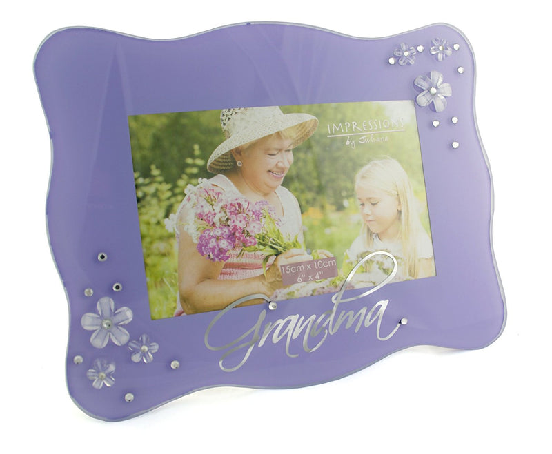 GRANDMA Lilac Glass Photo Frame Lovely Gift - hanrattycraftsgifts.co.uk