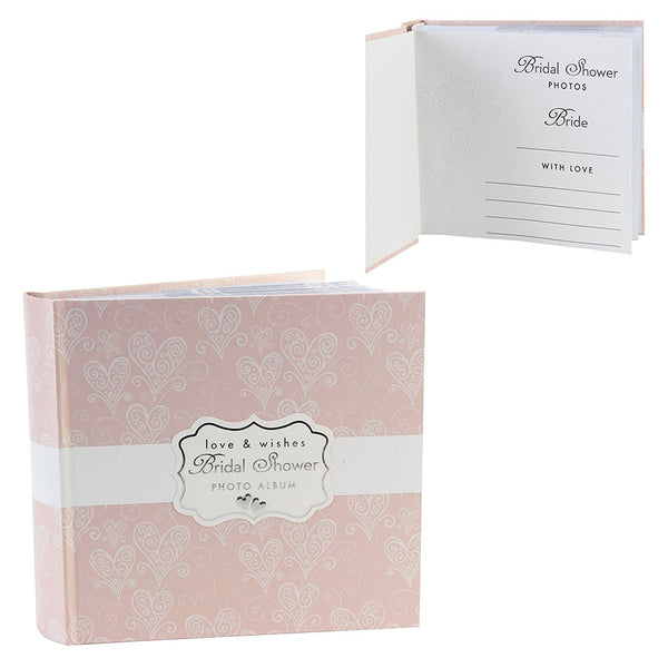 Love & Cherish Pink Pearlised Paperwrap Photo Album (4"x6") Bridal Shower - hanrattycraftsgifts.co.uk