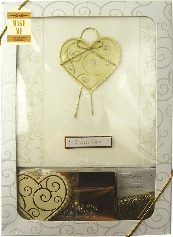 Craftime Heart Invitation, Gold - hanrattycraftsgifts.co.uk