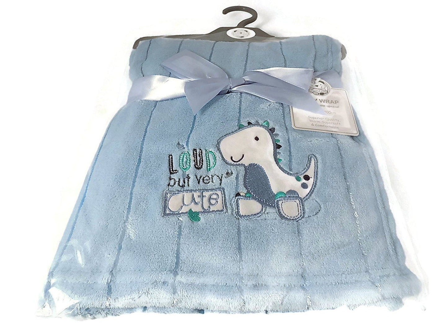 Baby Wrap/Blanket Color Blue Wording Loud Dino 900 - hanrattycraftsgifts.co.uk