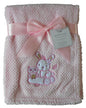 Baby Girls Cute Pink Bunny Rabbit & Owl Blanket Wrap 100cm x 75cm approx - hanrattycraftsgifts.co.uk