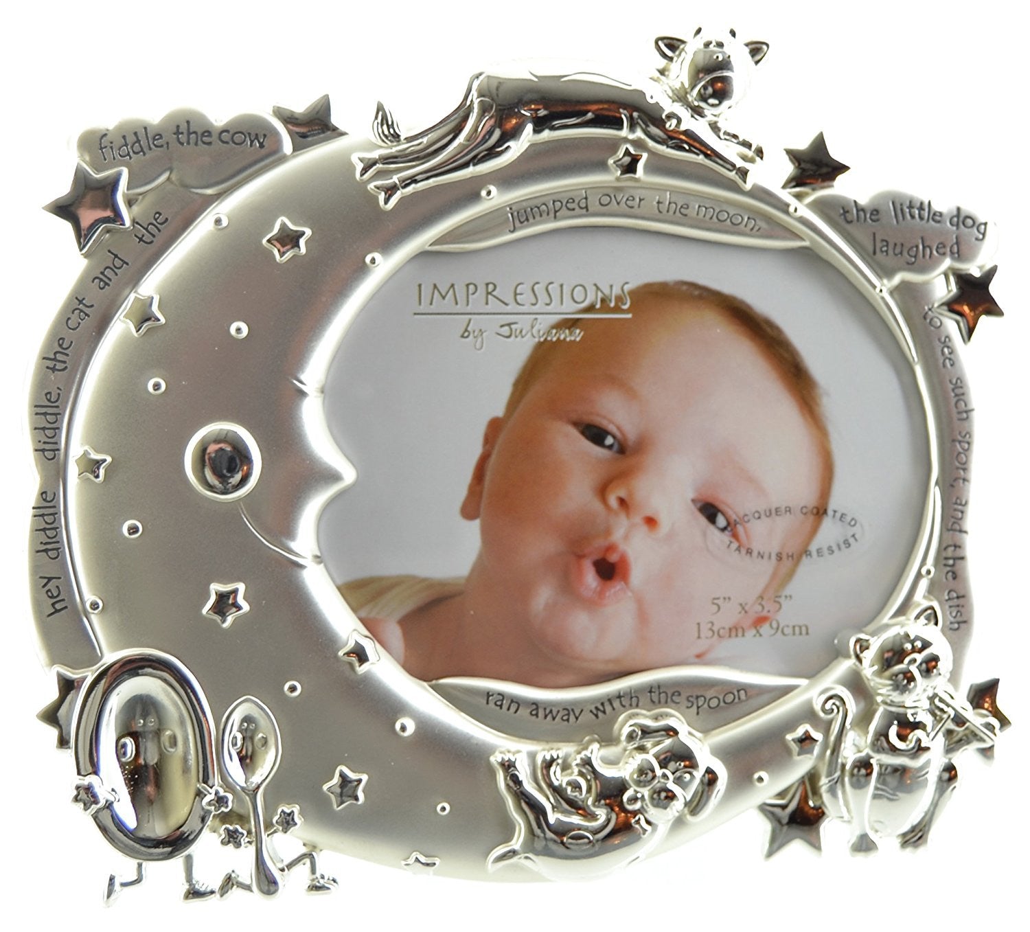 Juliana 18cm Silver Plated Baby Photo Frame "Hey Diddle Diddle" - hanrattycraftsgifts.co.uk