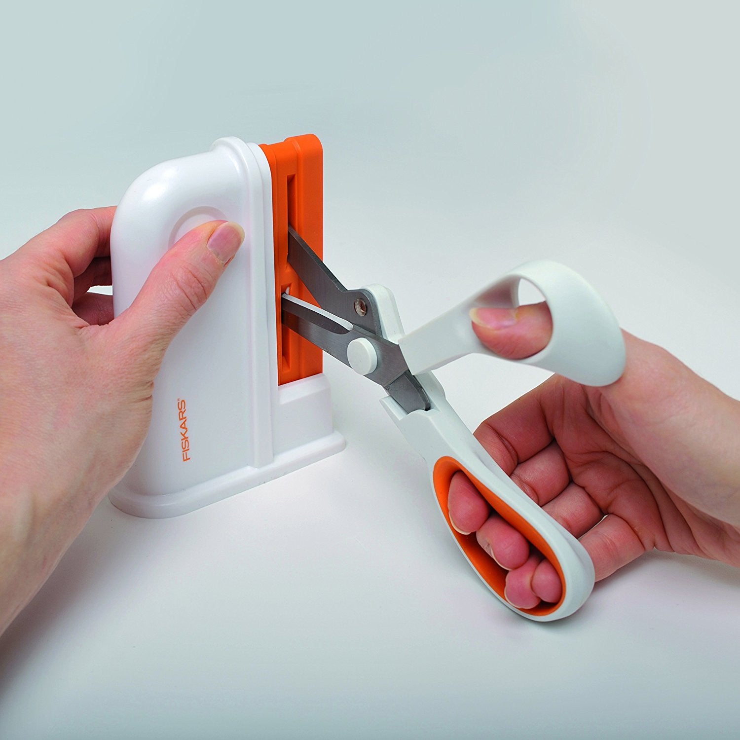 Fiskars Universal Scissor Sharpener, Plastic, Orange/White - hanrattycraftsgifts.co.uk