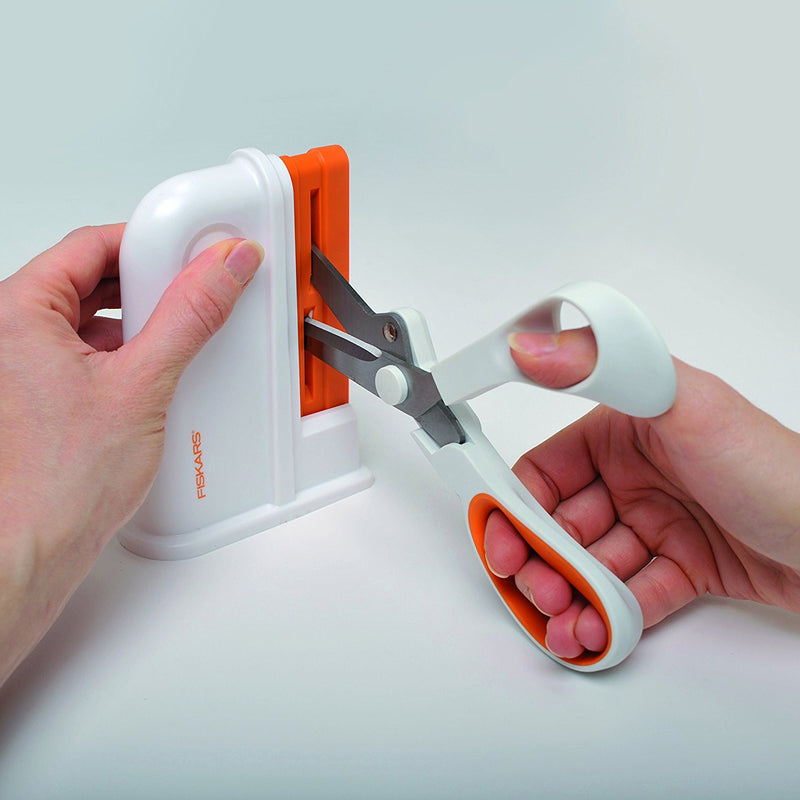 Fiskars Universal Scissor Sharpener, Plastic, Orange/White - hanrattycraftsgifts.co.uk