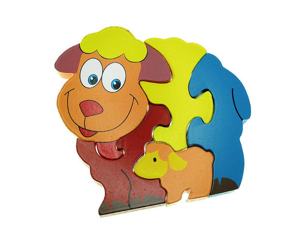 Traditional Wood'n'Fun: Baby/Toodler Wooden Colourful Puzzle Sheep and Lamb - hanrattycraftsgifts.co.uk
