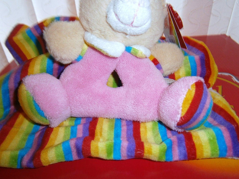 baby keel rainbow rattle & comfort blanket pink - hanrattycraftsgifts.co.uk