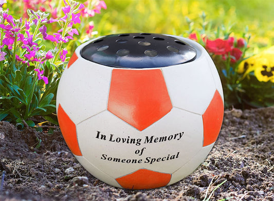 Football Graveside Memorial Coloured Grave Decoration Ornamentuality Resin - Red