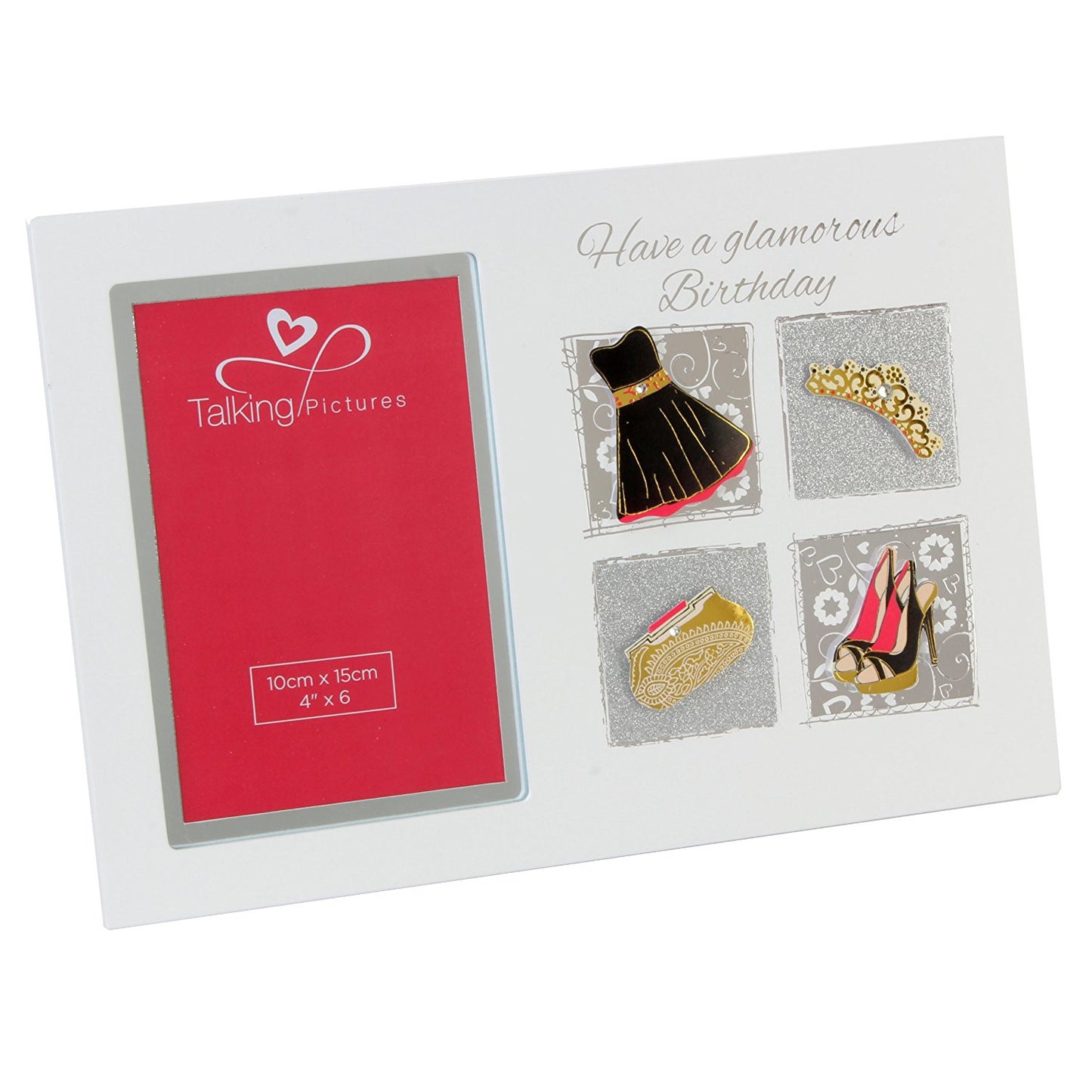 Talking Pictures Sorbet Coll MDF Photo Frame 6"x4" - Glamorous Birthday - hanrattycraftsgifts.co.uk