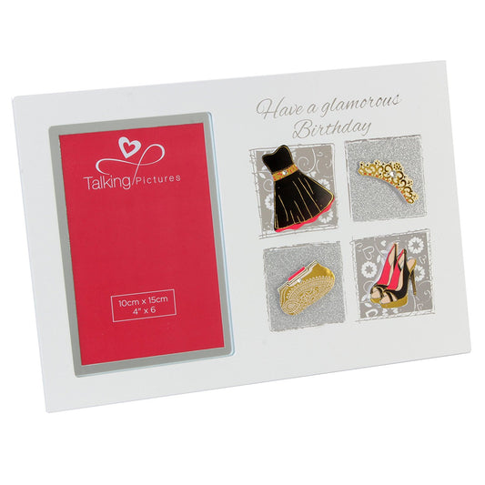 Talking Pictures Sorbet Coll MDF Photo Frame 6"x4" - Glamorous Birthday - hanrattycraftsgifts.co.uk