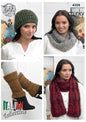 King Cole 4308 Knitting Pattern Leaflet Scarf, Cowl, Hat and Leg Warmers to knit in Venice Chunky - hanrattycraftsgifts.co.uk