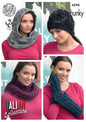 King Cole Ladies Knitting Pattern Womens Accessories Cowls Hat Mittens Florence Chunky (4298) - hanrattycraftsgifts.co.uk
