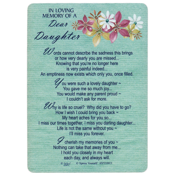 Xpress Yourself Loving Memory Graveside Memorial Card & Holder 5.75 X 4" Relations Friends Etc - Dear Daughter 35013 - hanrattycraftsgifts.co.uk