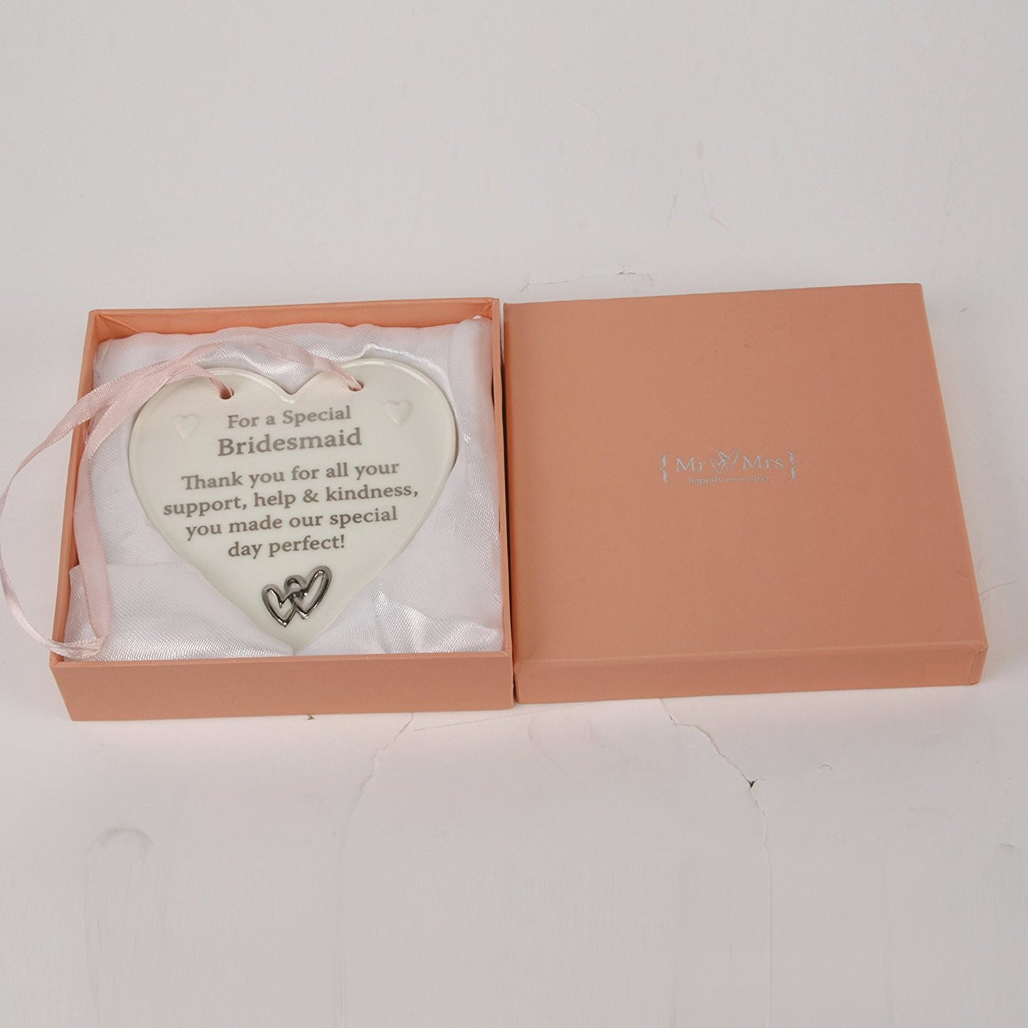 Special Bridesmaid Porcelain Hanging Heart Plaque Wedding Thank You Gift - hanrattycraftsgifts.co.uk